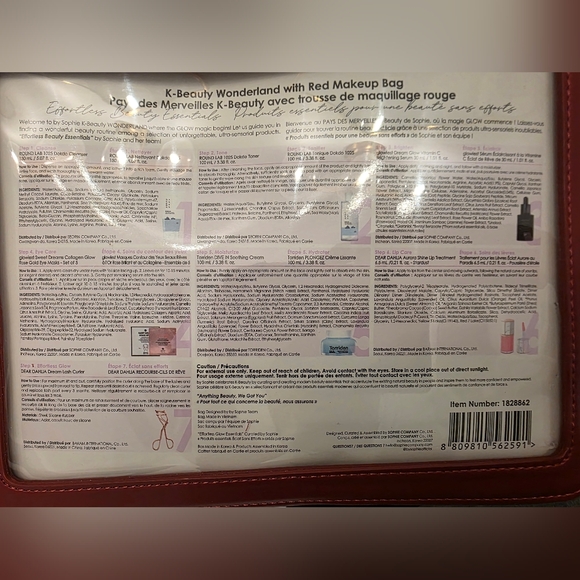 K-Beauty Wonderland Sophie Red Makeup Bag Round Lab Torriden Eyelash Curler NWT - Picture 5 of 9